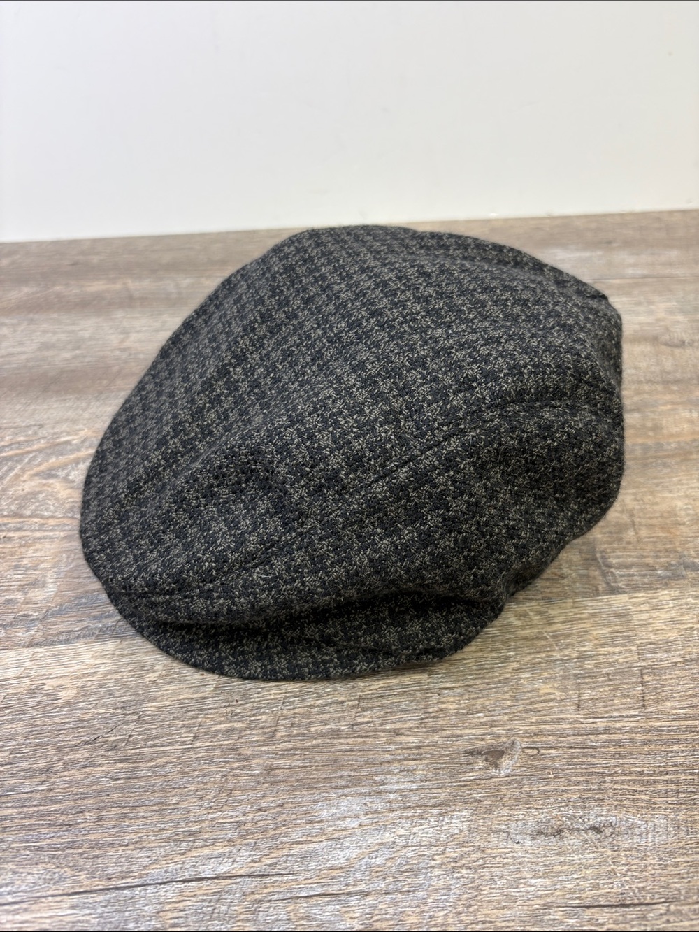 Structure Wool Blend Newsboy Ivy Flat Cap Gray Black Tweed Hat S/M